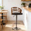 Tabouret de bar pivotant à dossier moderne en bois avec coussin