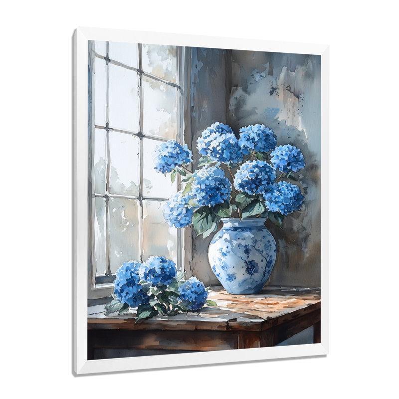 Hermon - salon d'art mural floral, H 44 po x l 34 po, Blanc, Picture Framed
