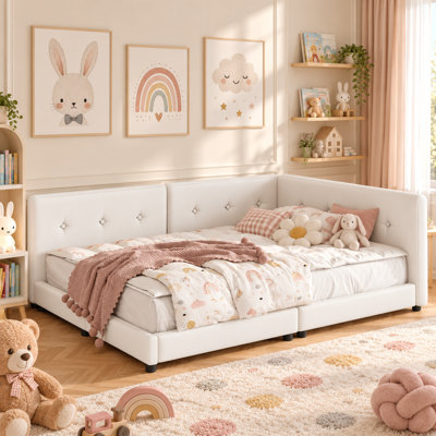 Vesna Upholstered Daybed ,Upholstered Platform Bed with USB Ports,Linen+Wood