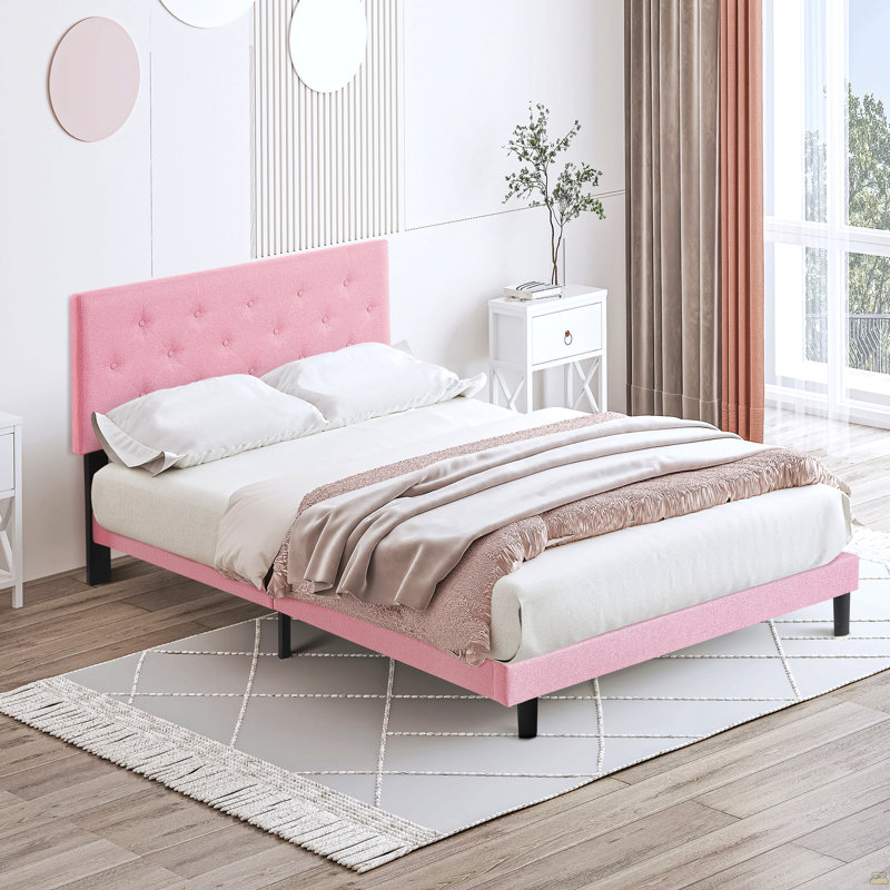 Base de lit tapissier grand format avec tête de lit en lin capitonné moderne