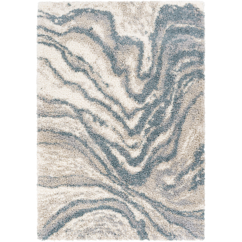 Tapis crème / turquoise Myndi, Rectangle 5 pi 3 po x 7 pi
