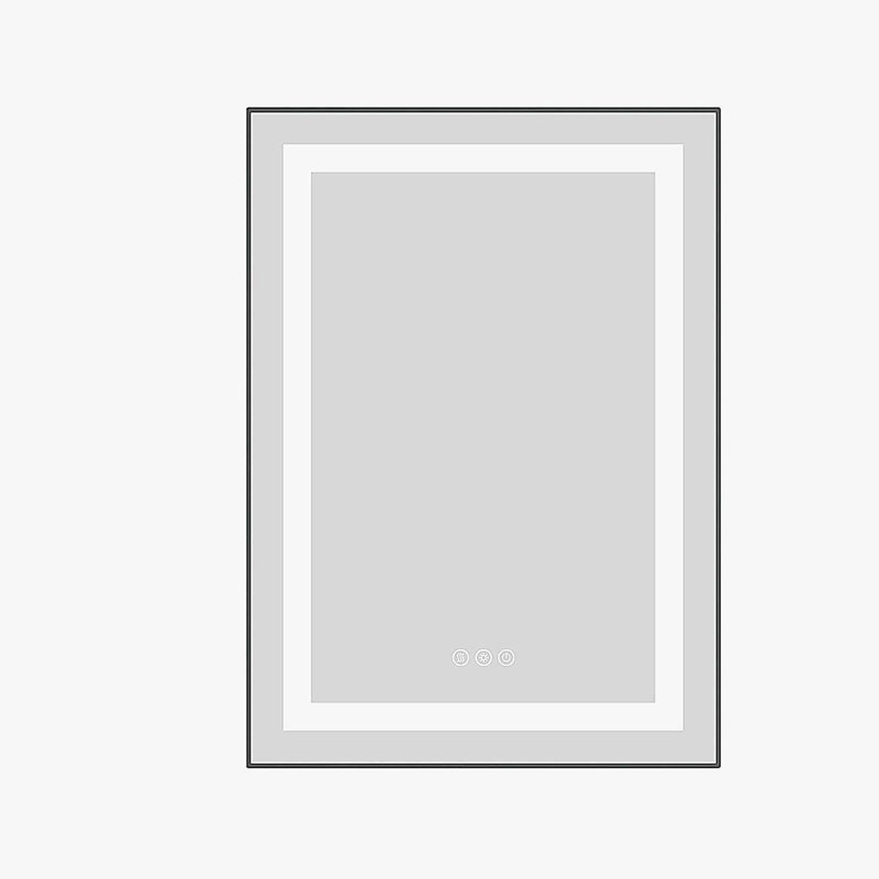 Miroir de salle de bain 20 po x 28 po à DEL avec façade et rétroéclairage, miroir de meuble-lavabo mural avec cadre en aluminium, antibuée, mémoire, 3 couleurs, gradation continue