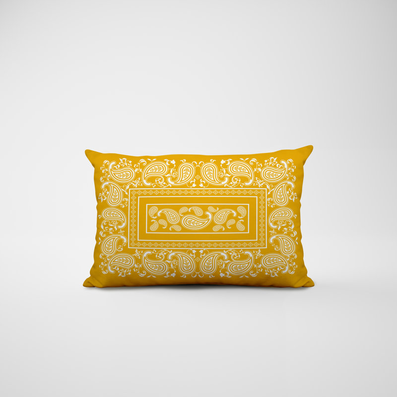 Paisley Outdoor Reversible Throw Pillow, Yellow