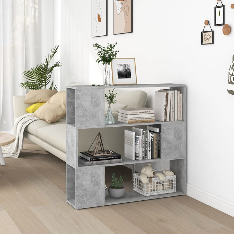 Lamyia 94 cm H x 100 cm W Bookcase, Concrete Grey