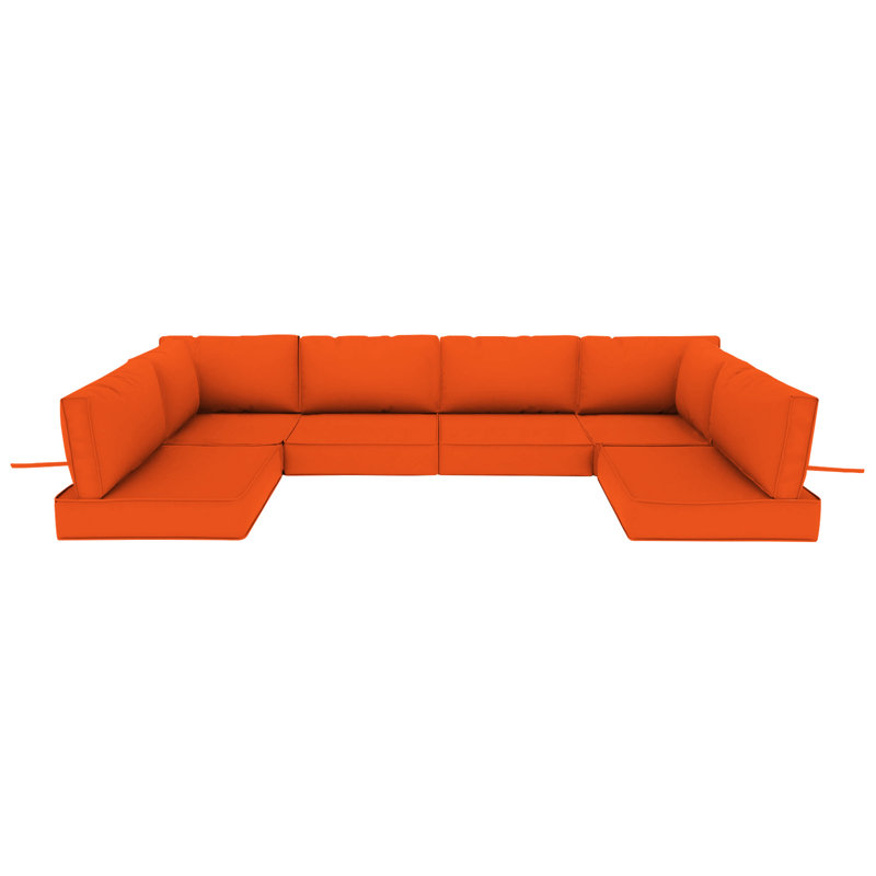 14 Piece Outdoor Sectional Cushions, 4"water-resistant Outdoor Sofa Cushions Replacement, Orange