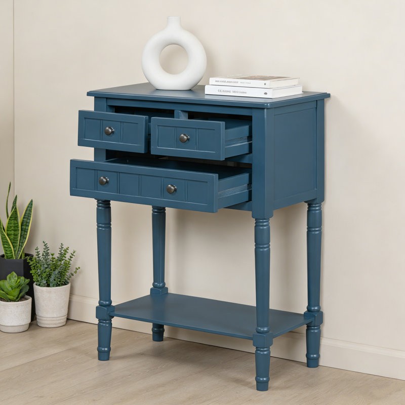 Console étroite étroite à 3 tiroirs - Solution de rangement pour le vestibule, H 31,4 po x l 23,7 po x P 13 po, Marine