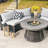 Billington 4 - Person Outdoor Steel Wicker Fire Pit Conversation Set - Gray