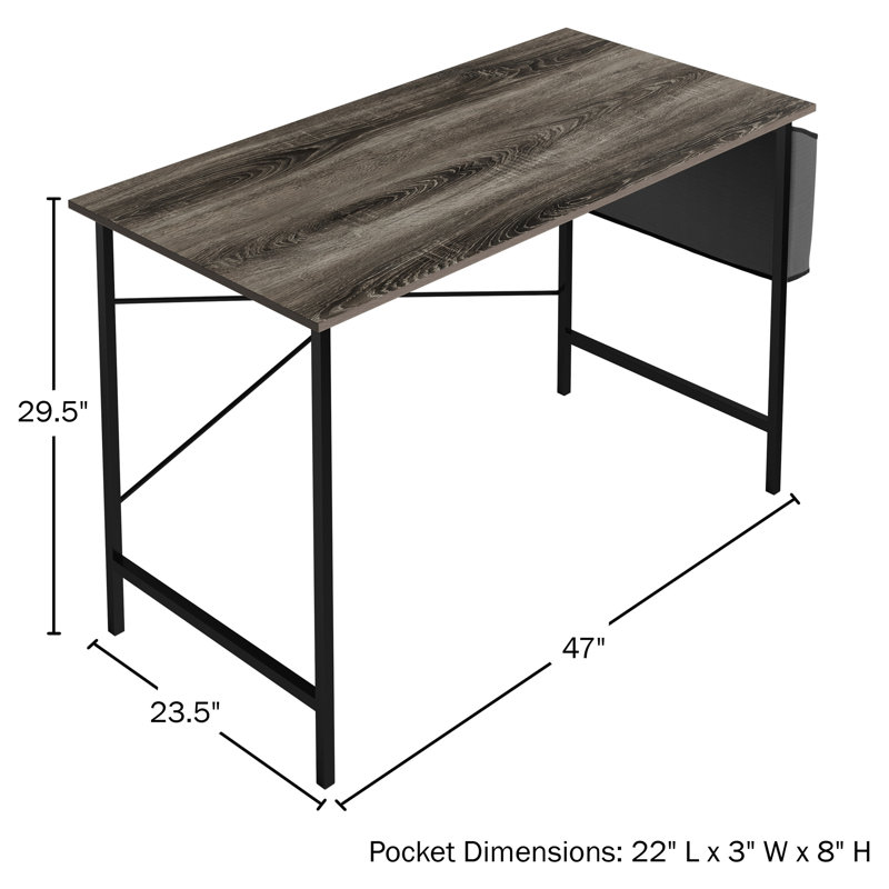 Bureau d'ordinateur Mathieson - Bureau moderne de style industriel - aspect grain de bois et acier pour bureau à domicile, chambre à coucher ou table de bricolage