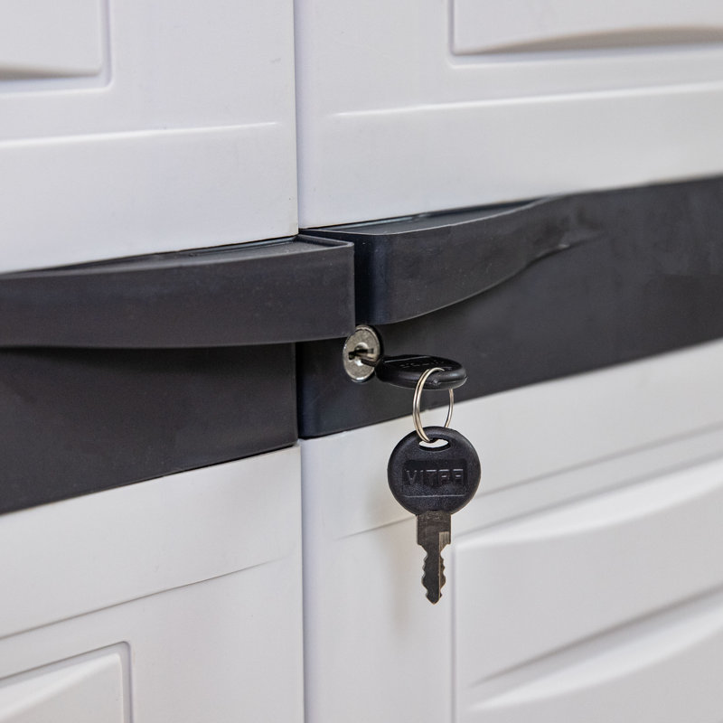 Lockable Storage Cabinet with 3 Adjustable Shelves - Gray - 48 in (1.2 m), Gray/Charcoal Trim