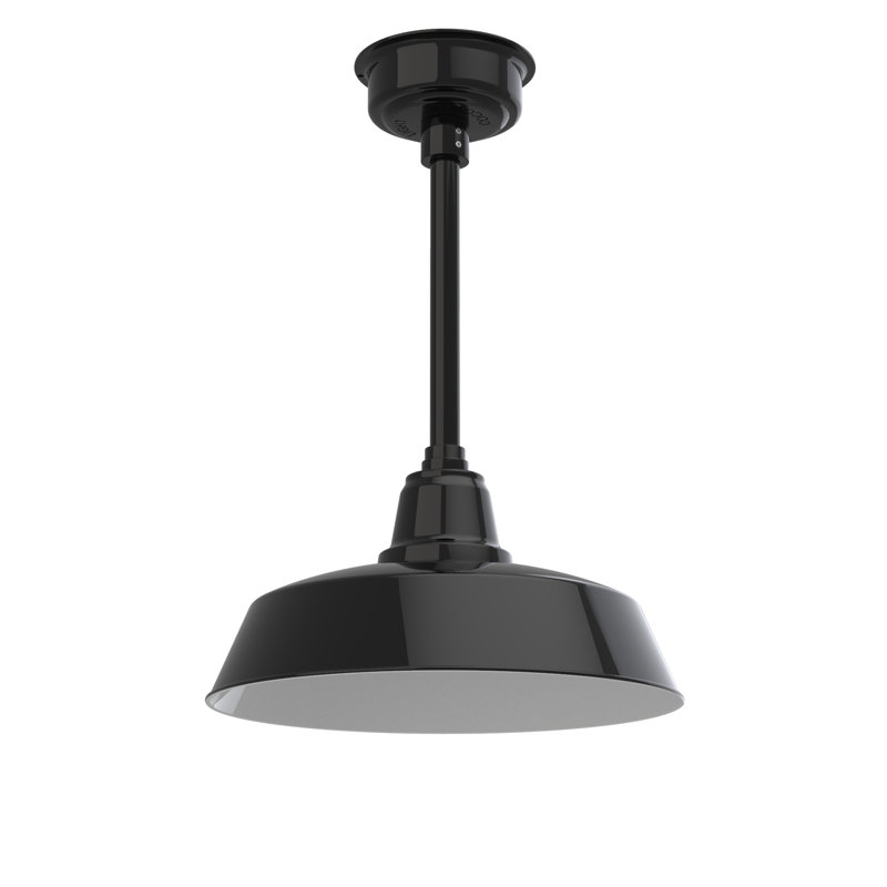 Luminaire suspendu 1 lumière del à simple dôme Vandervliet, Noir, H 48 po x l 16 po x p 16 po