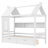 Twin House Beds With Storage Drawers And Window, Solid Wood House Platform Bed Frame With Shelves, For Kids, Girls, Boys, No Spring Box Needed And Childlike Design, White-816387438-816387436