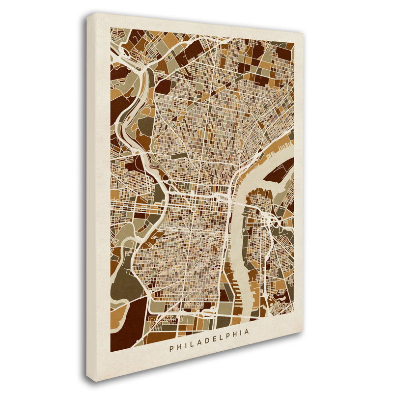 « philadelphia pennsylvanie street map », impression sur toile tendue, H 19 po x l 14 po x P 2 po
