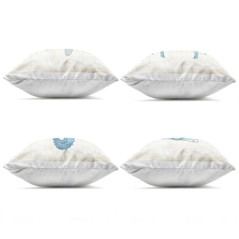 Ensemble de 4 coussins décoratifs à motif aquatique Sea Life Impressions par Susan Arnot