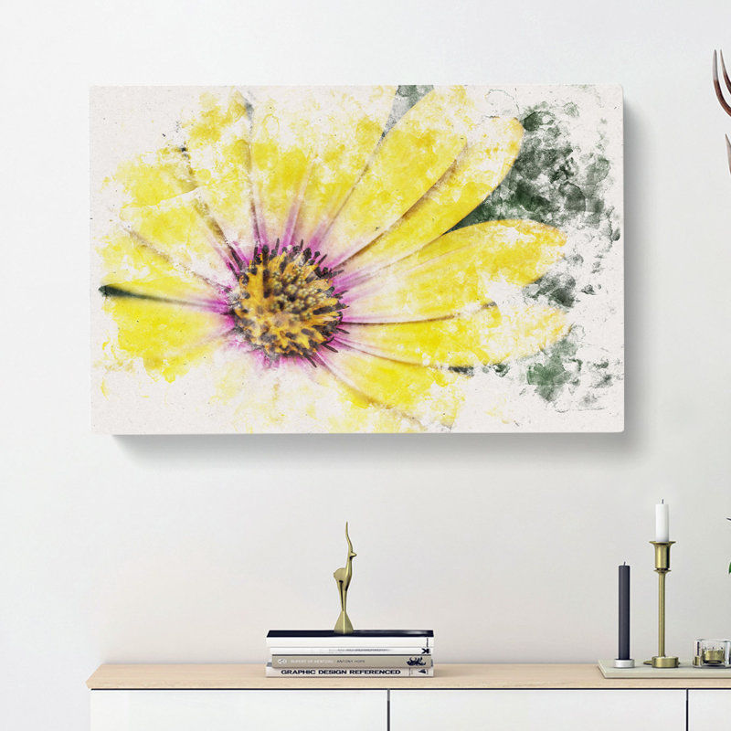 Yellow Gerbera Flower - Wrapped Canvas, 50cm H x 76cm W x 3cm D