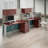 Modern Straight Workstation with Storage & Accessory Kit, Engineered Wood, Hansen Cherry