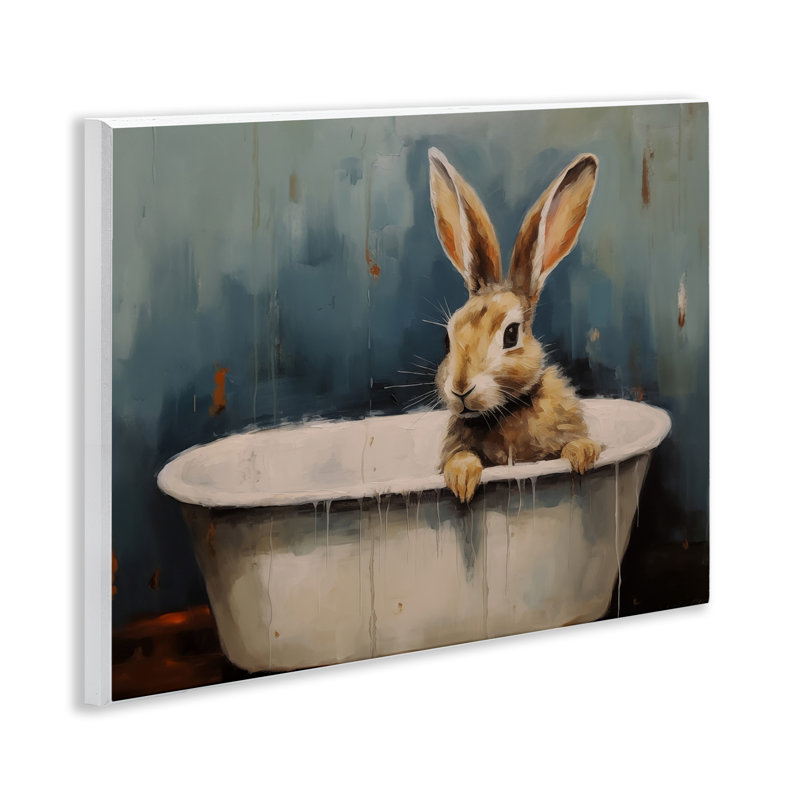Plaque murale bébé lapin dans la baignoire, design par Arlington Prints