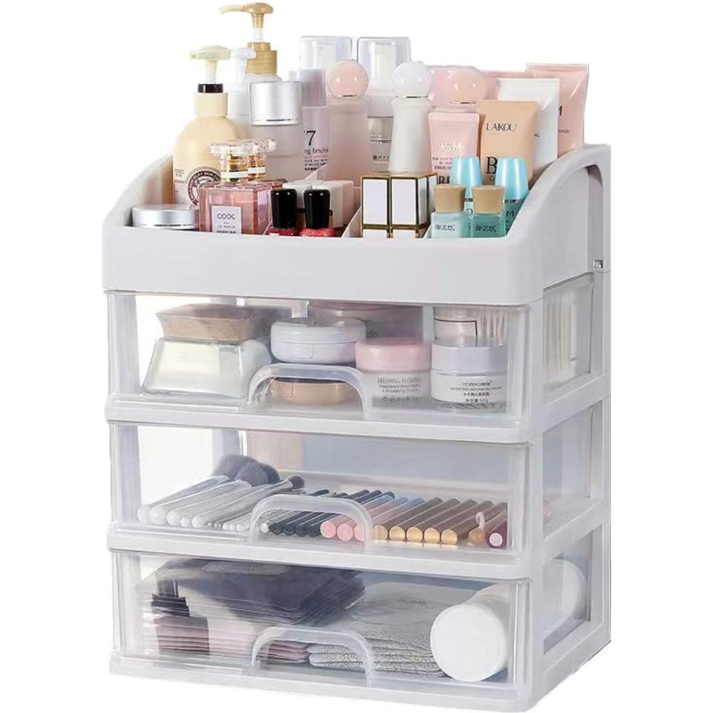 Rebrilliant Makeup Organizer With 3 Drawers Plastic Storage For Vanity ...