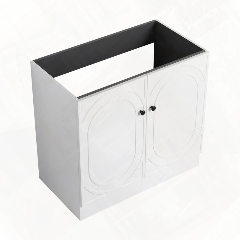 Meuble-lavabo autoportant avec portes d'armoire à fermeture en douceur sans lavabo