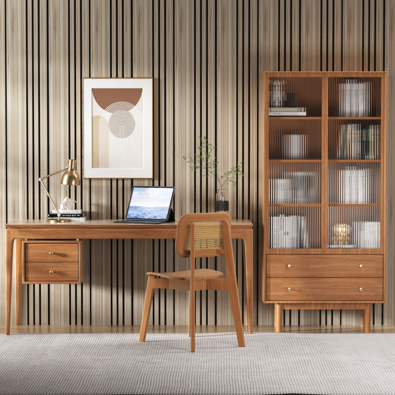 8-Piece 23.6" x 23.6" 3D Acoustic Wood Slat Wall Panels, Sound Absorbing Decorative Panels for Interior Walls, Natural