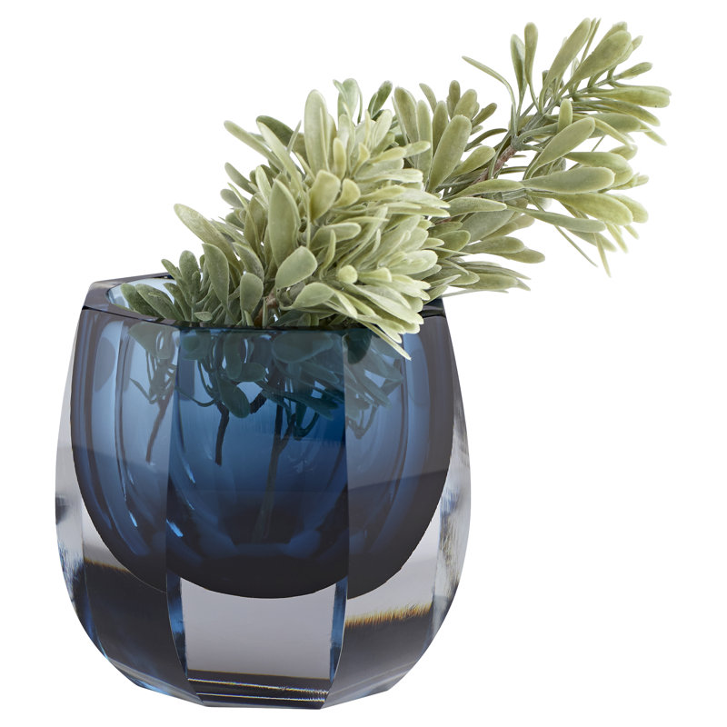 Azure Glass Table Vase, 4" H x 4" W x 4" D