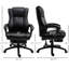 Chaise de bureau - haut dossier, cuir synthétique, hauteur réglable et repose-pieds, dossier à thème noir avec hauteur en cuir, capacité rétractable de 265 lb, ergonomique