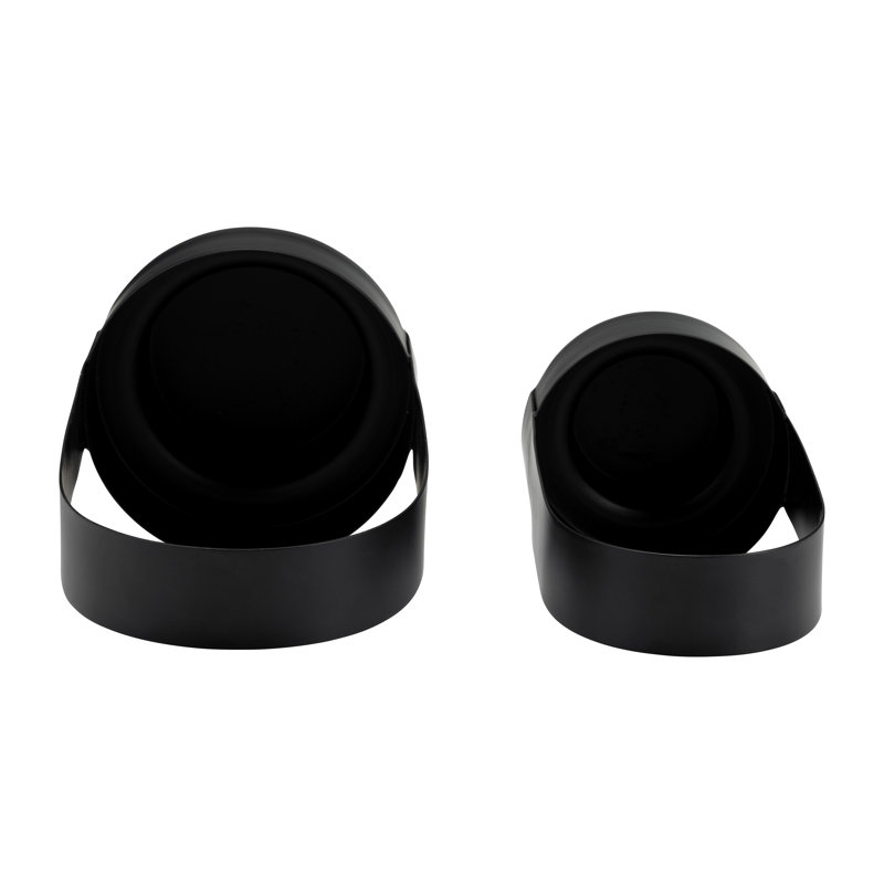 Modern Set Of 2 Metal Lantern, Cylinder - 8" x 8" x 16", Black