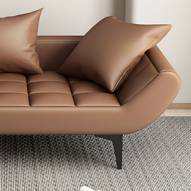 Chaise longue en similicuir durable, Similicuir café, Accoudoir à droite (vu de face)