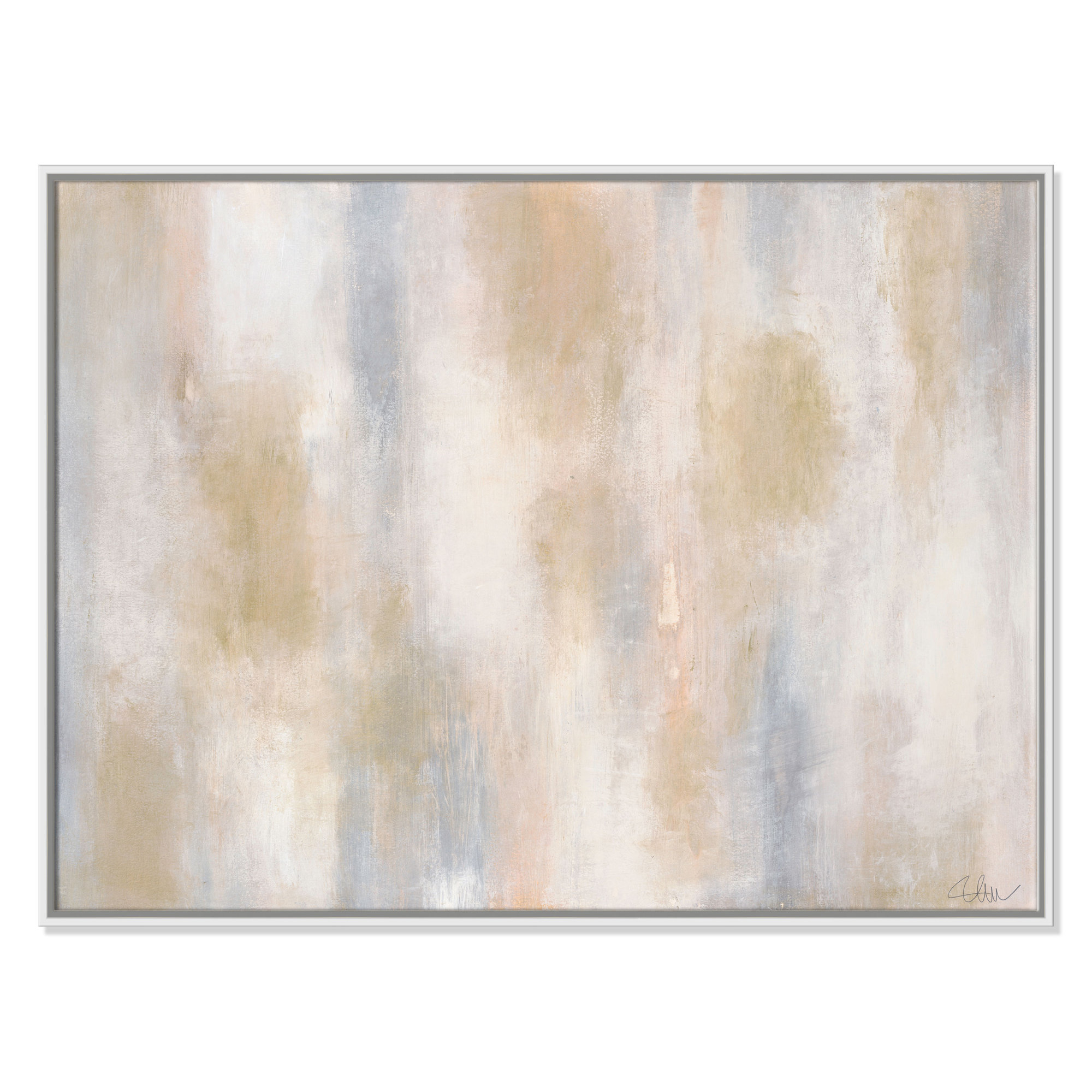 Pulsating Shimmer - Floater Frame Painting on Canvas, 30" H x 40" W x 2" D, White Framed
