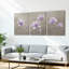 Mauve fleur de magnolia sur toile tendue, ensemble de 3 reproductions de peintures à l'huile pour salon-121570562