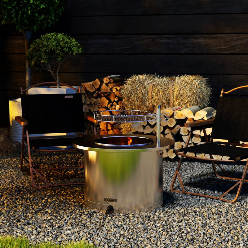 Outsunny 2-In-1 Smokeless Fire Pit, Silver