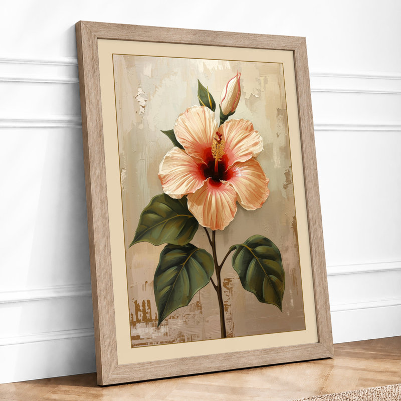 Hibiscus Study Botanical - Framed Print, A4 - 29.7 x 21.0 cm, Oak