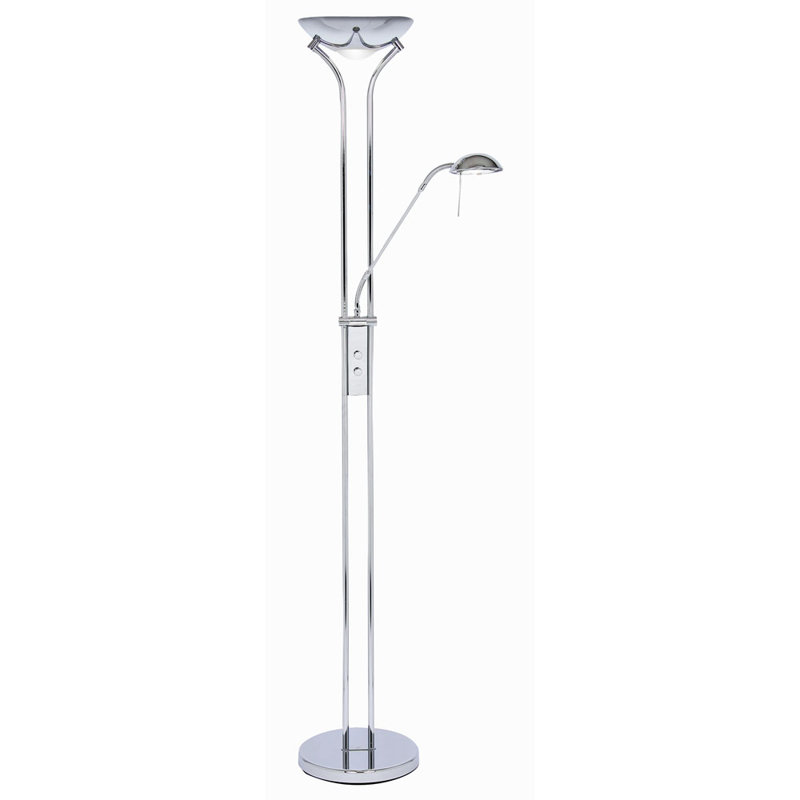 Lessard 180cm Torchiere Floor Lamp with Outlet, Chrome