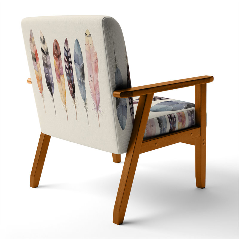 Chaise rembourrée Boho Feather - Fauteuil Free Spirit Feathers, Brown Square Arms