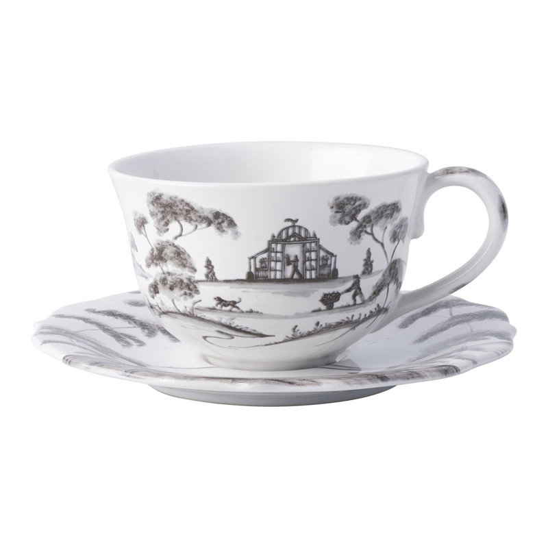 Country Estate Saucer, Flint Gray/White