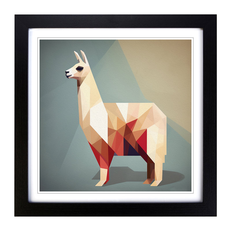 Llama Suprematism No.7 - Framed Print, Black
