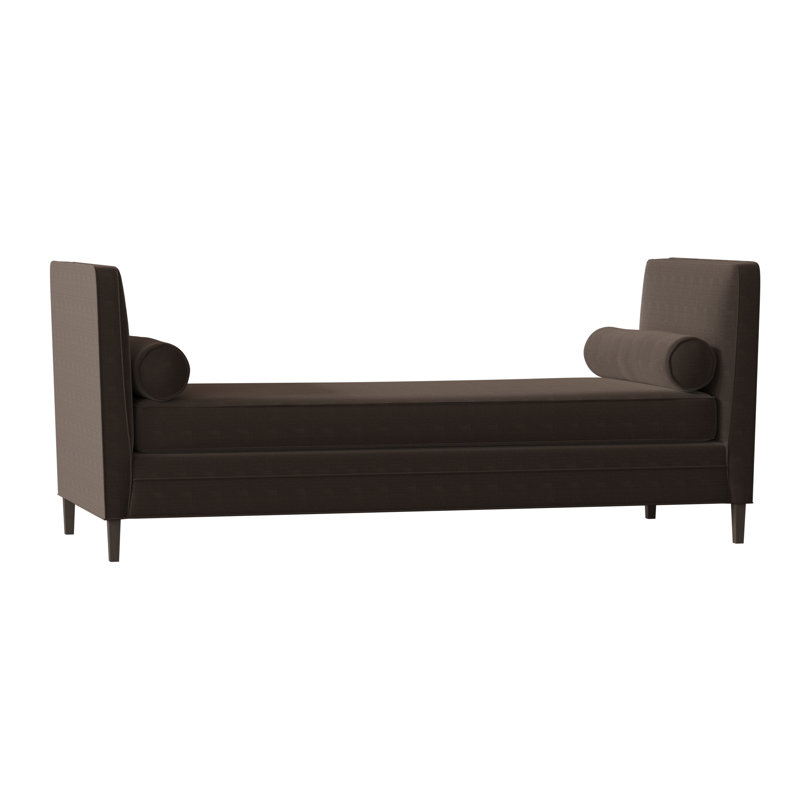 Banc rembourré Lydia, Graphite Metrolinen, Brun acajou