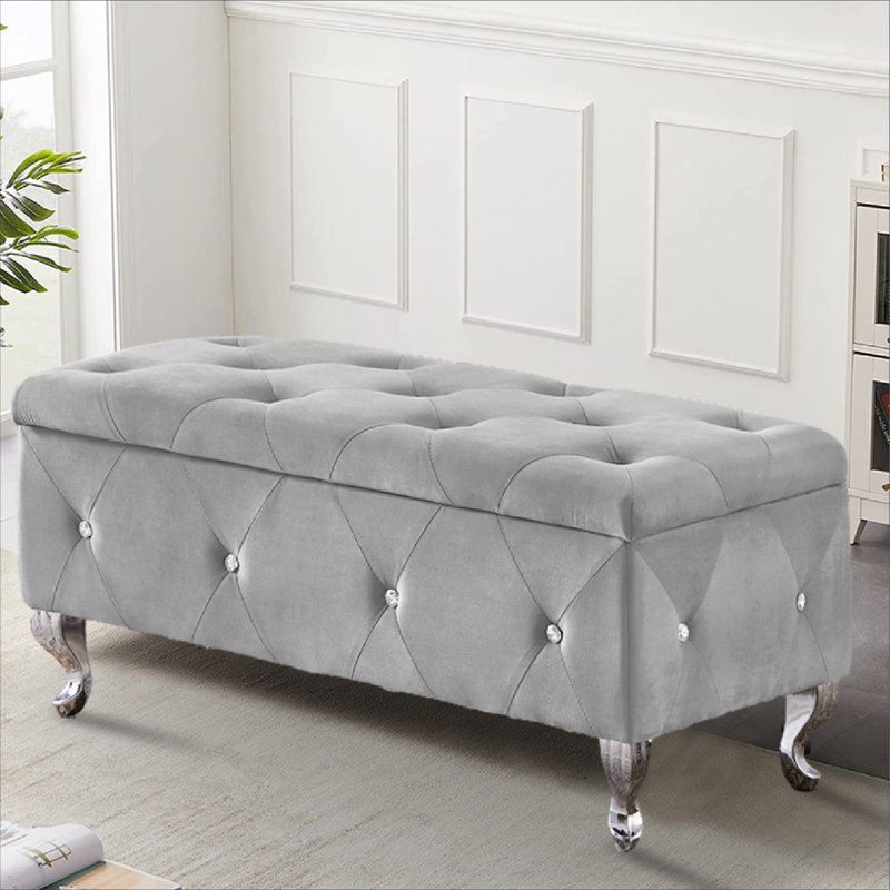 Banc de rangement rembourré Gianpaolo, gris