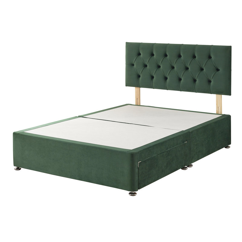 Amanjot Coilsprung Divan Bed Set, Pine Green, No Drawers, Kingsize (5')
