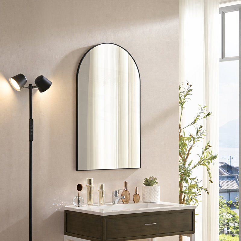 Miroir mural 36 * 22 pouces noir en métal ovale miroir