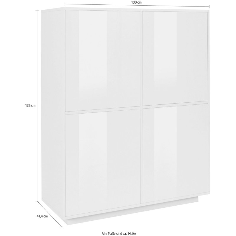 Jahzara 100cm Sideboard, White Glossy