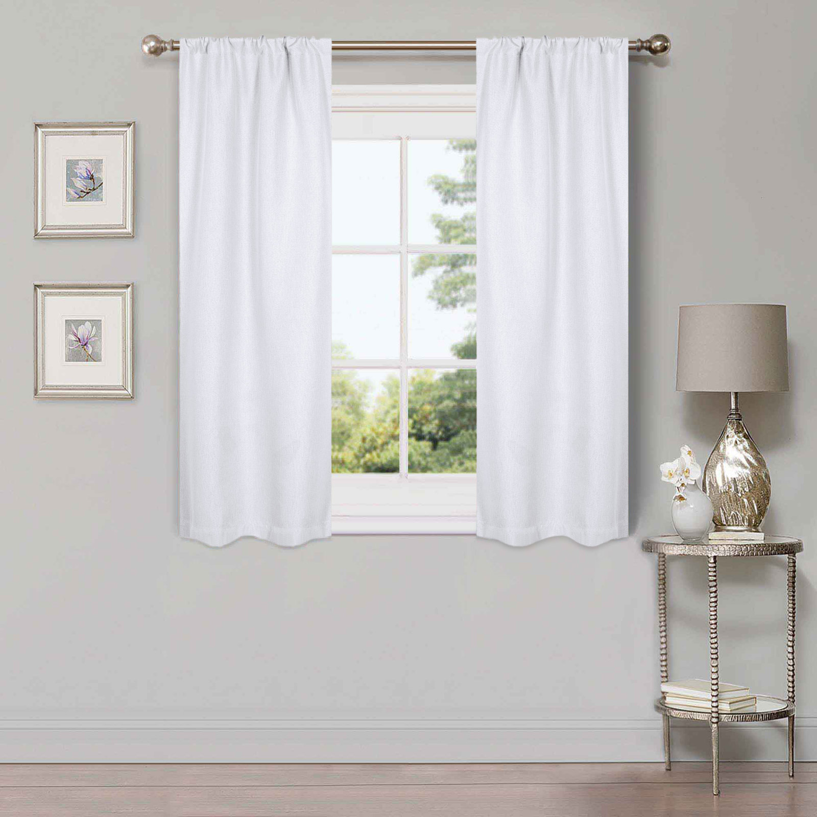 Linen Inspired Room Darkening Curtain Panel, Rod Pocket 26" W x 63" L, Snow White