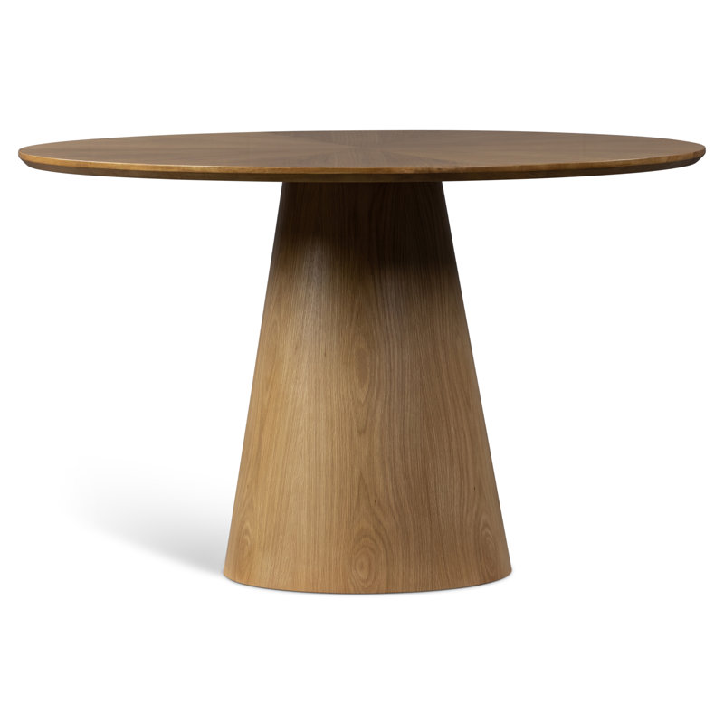 Modern Brazilian Mona Wooden Top Round Dining Table, Damasco