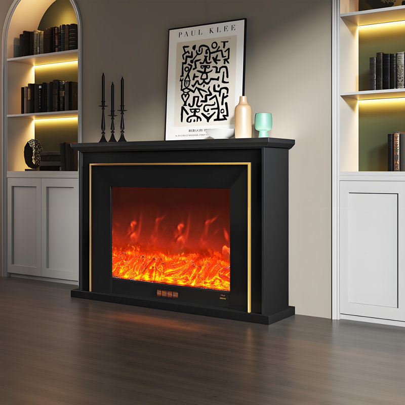 Foyer électrique noir 47,24 po, Noir, H 39,37 po x l 47,24 po x P 12,60 po