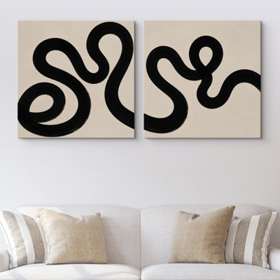 «Minimal Abstract Curved Line Art Neutral Art