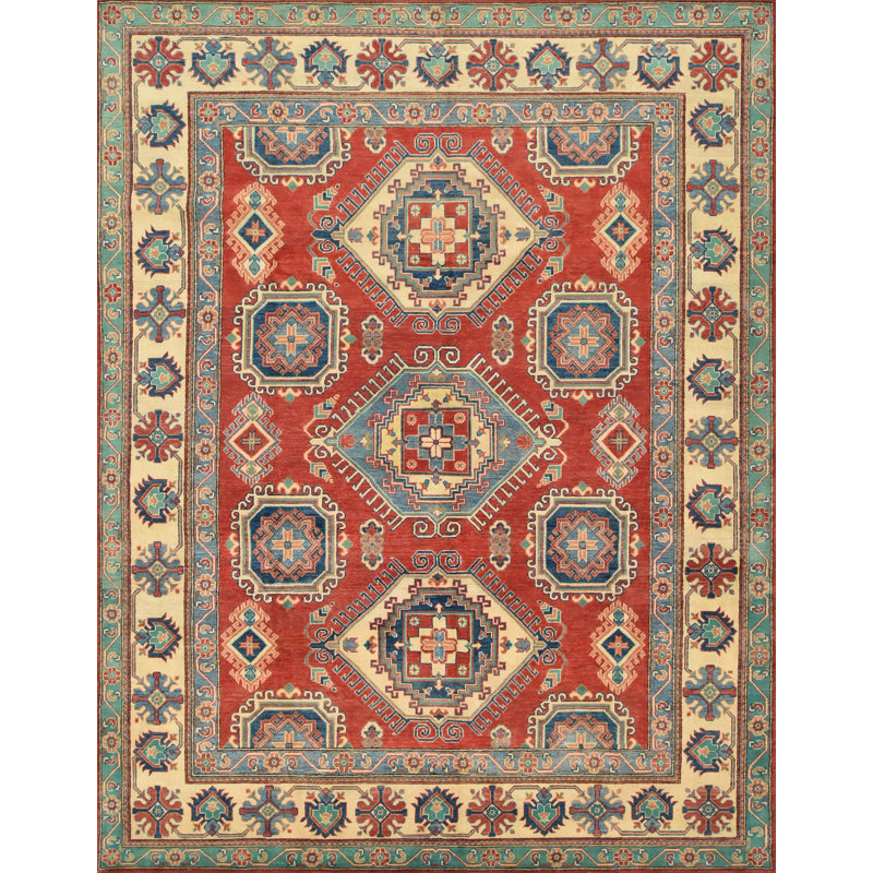 Tapis oriental rouge en laine noué à la main Nabeel