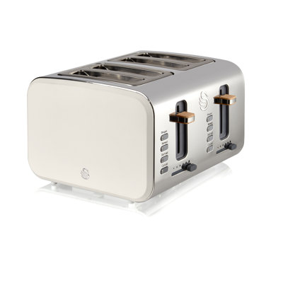 Swan Nordic 4-Slice Toaster with Defrost/Reheat/Cancel Functions, Cord Storage, 1500W