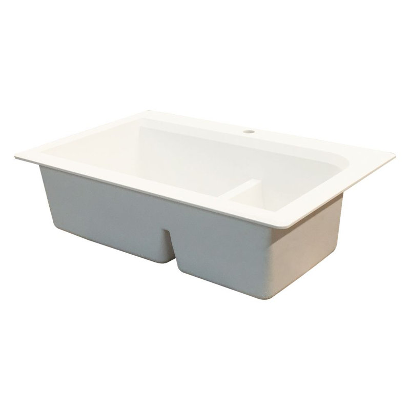 Évier de cuisine en granite à double décalage l 33 po x l 22 po Radius, Blanc