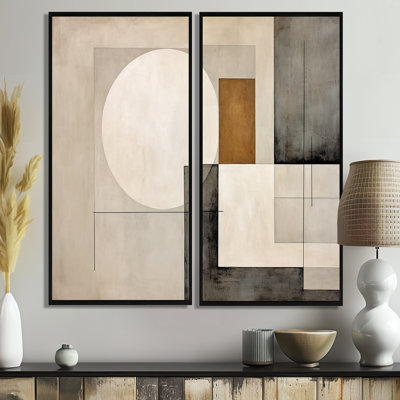 Convergence harmonique beige et suprématisme - impressions abstraites sur toile