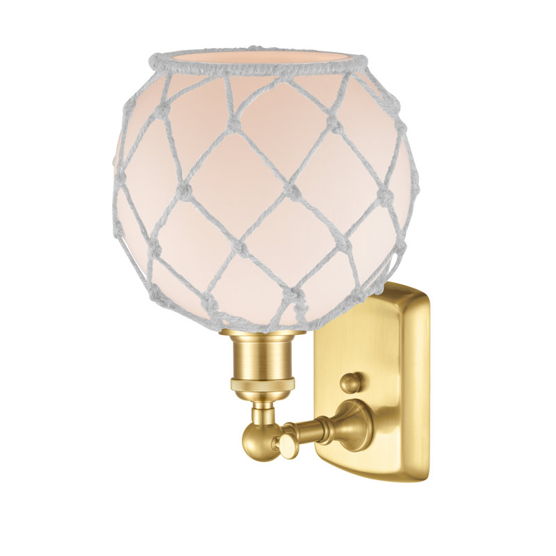 Applique murale articulée à 1 lumière Larocque, Blanc avec corde blanche, Ampoule DEL 6 watts Vinage, Or satiné