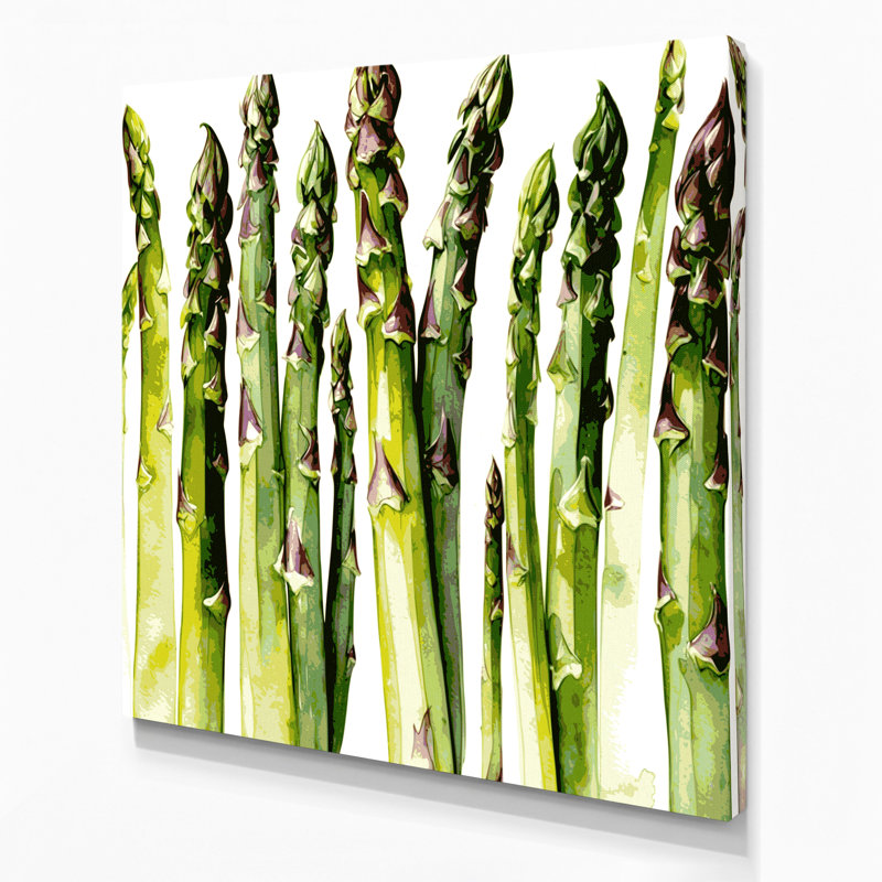 Art végétal sur toile vert légumes asperge, H 32 po x l 32 po